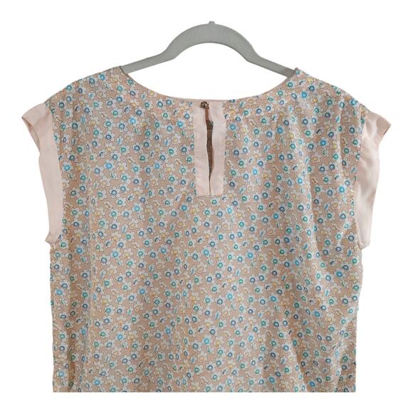 Mitsou Dolman Sleeve Satin Floral Blouse Feminine Spring Summer Work Women's L - Picture 5 of 6